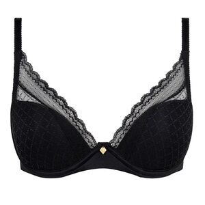 Chantelle Norah Chic Plunge T-shirt Black Lace Sheer Bra 34DDD